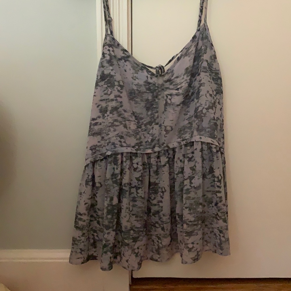 Gray and Purple floral babydoll top from UO